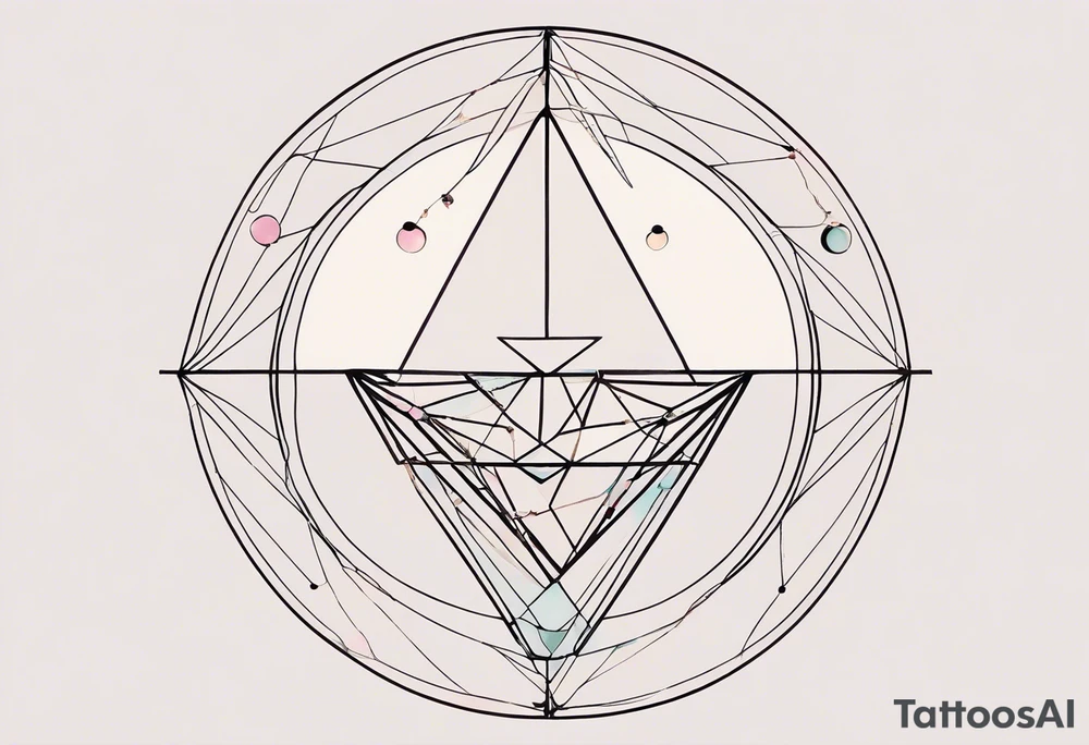 Geometric but feminine. Symbolic of connection, beauty in imperfection, femininity, duality within oneself, possibility, intuition, hope, joy, spirituality and resilience. Include double triangle, unclosed triangle (delta), triangle with black tip, crescent moon, unclosed circle completed with dots or broken line, hummingbird and swallow birds. tattoo idea