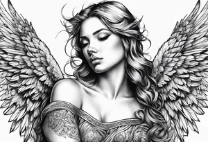 Angel pulling arm back tattoo idea
