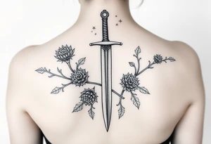 Scottish great sword with Scottish thistles spiraling around it tattoo idea