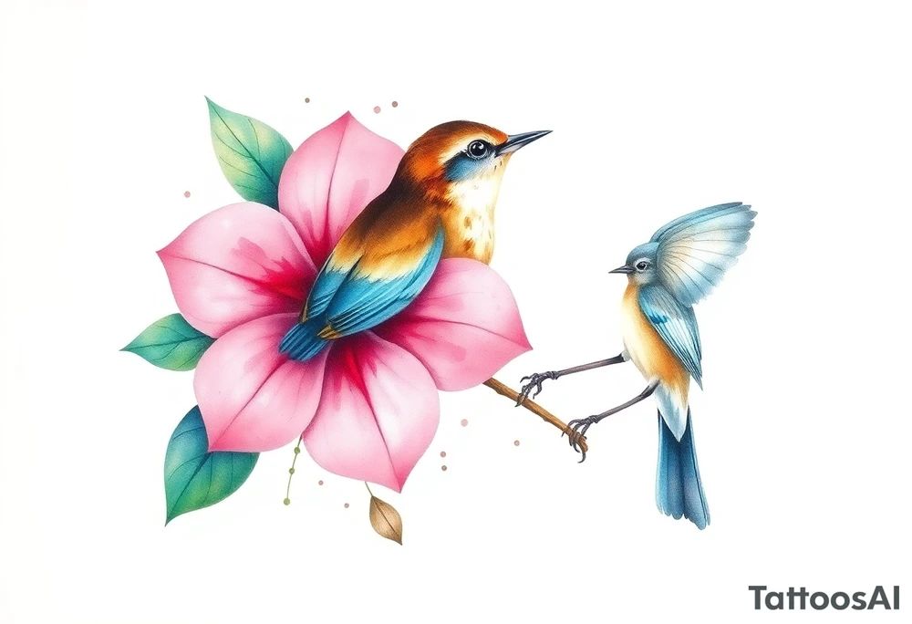 pink camelia flower
blue brown wren bird tattoo idea