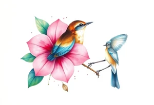 pink camelia flower
blue brown wren bird tattoo idea