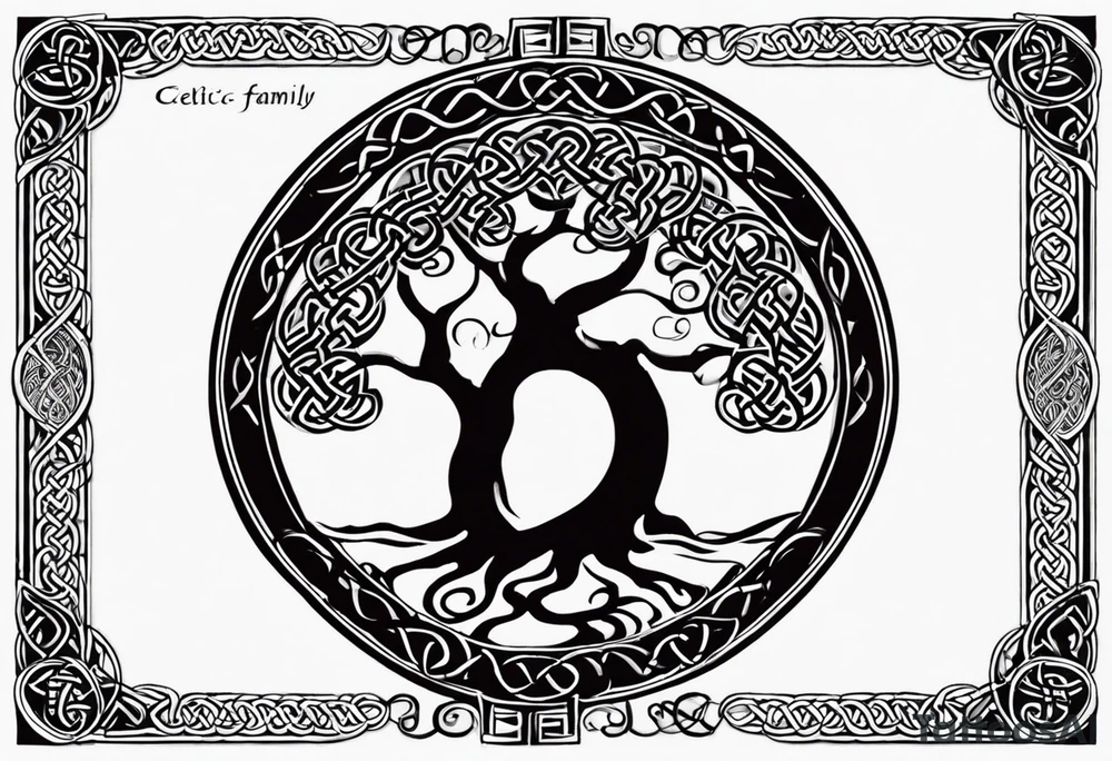 design me a Celtic family tree
tattoo with my children's names and birthdate, Mellissa 18/03/1986, Ashley 24/11/1990, Jesse 8/04/1993, Liam 8/06/1995, Eleanor 19/08/1996 tattoo idea