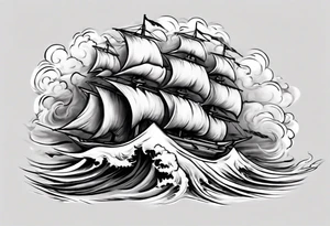 Realisitc depiction of strong wind surging. The style will be of a paint brush tattoo idea