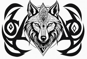 a wolf revealing its skull inspired by elden ring in neo tribal and sigil style tattoo idea
