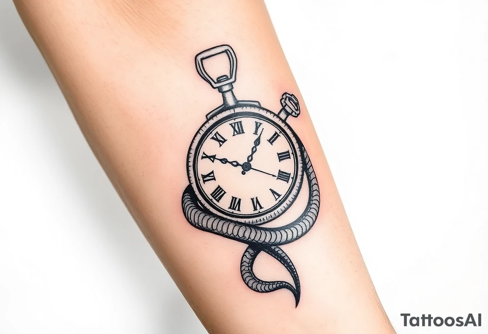 Snake wrapped around clock tattoo idea