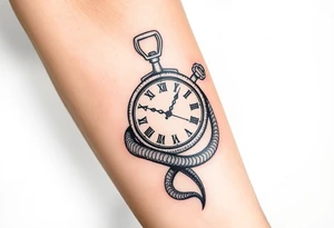 Snake wrapped around clock tattoo idea