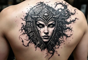 Shield maiden face ready to fight, war paint tattoo idea