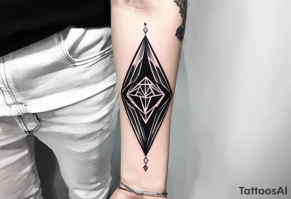 Sleeve on the forearm with a diamond in the middle tattoo idea