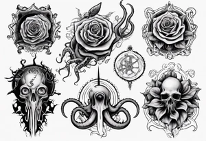 lovecraft theme with tentacle
and rose tattoo idea