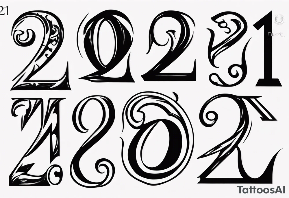 Mix the numbers 20 and 21 roman letter tattoo idea