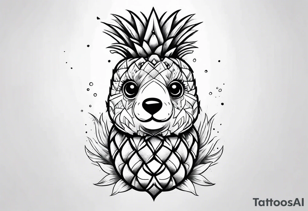 Cute pineapple bear tattoo idea