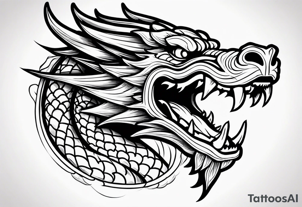 Dragon head facing front, tattoo should look old school Japanese way tattoo idea