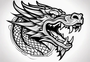 Dragon head facing front, tattoo should look old school Japanese way tattoo idea