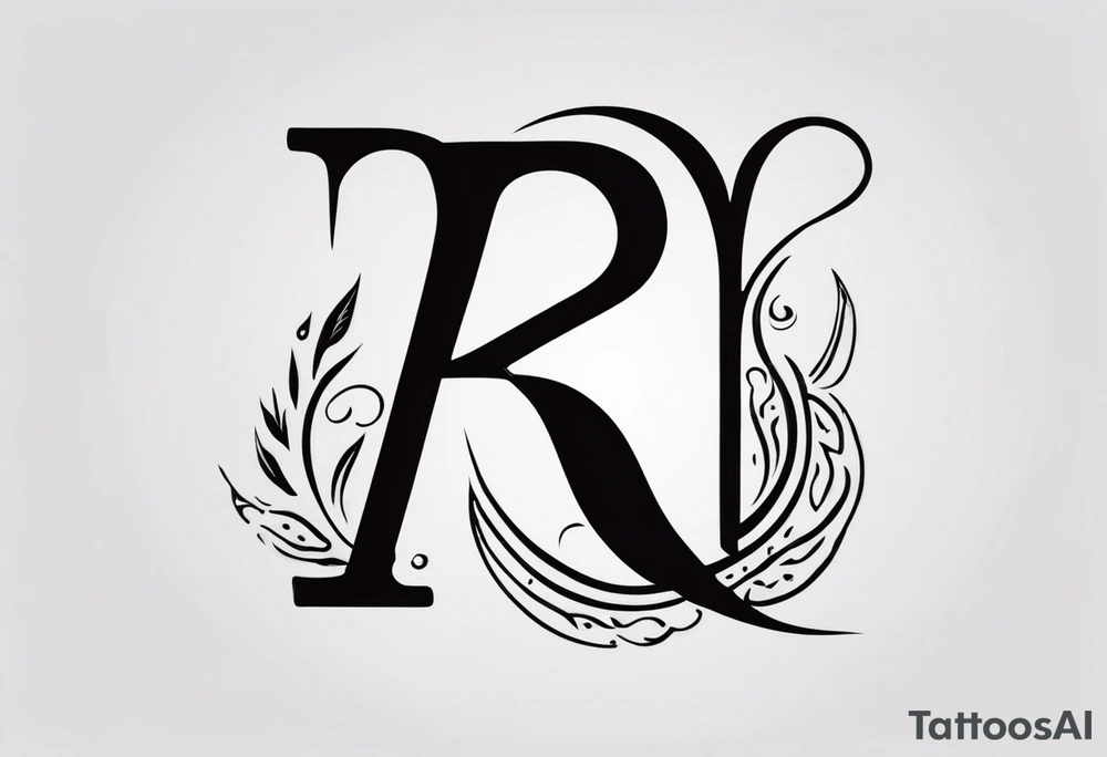Letter R with date 09.01.23 and time 10:39AM tattoo idea