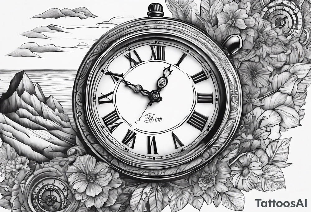 time element in sunset for man tattoo idea