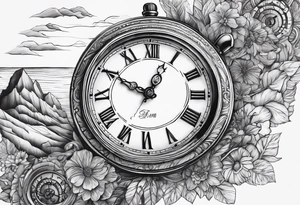time element in sunset for man tattoo idea