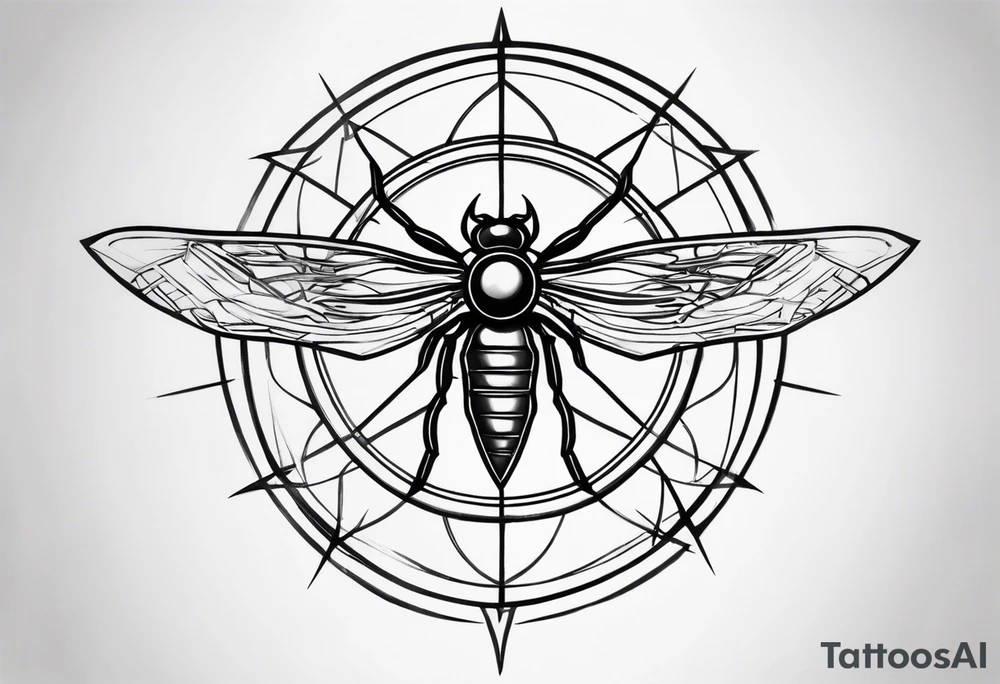 a web made out of blades tattoo idea