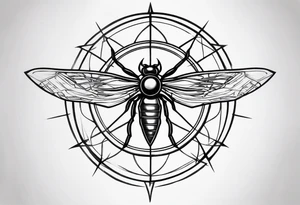 a web made out of blades tattoo idea