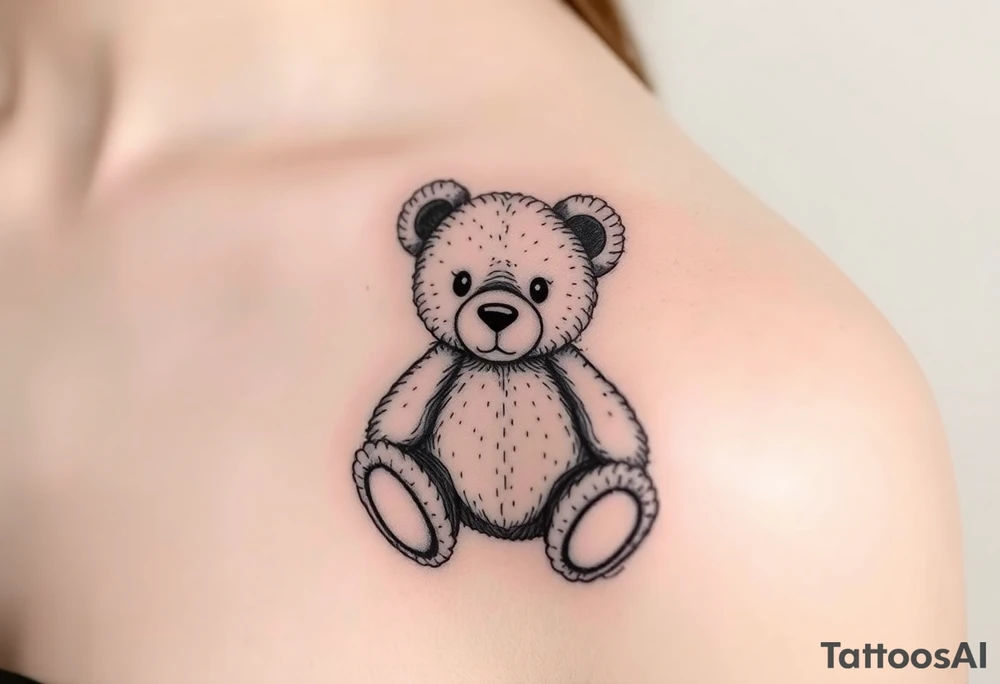 realistic teddy bear tattoo idea