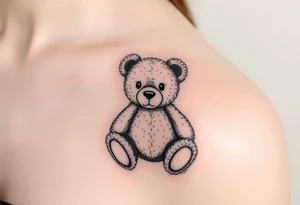 realistic teddy bear tattoo idea