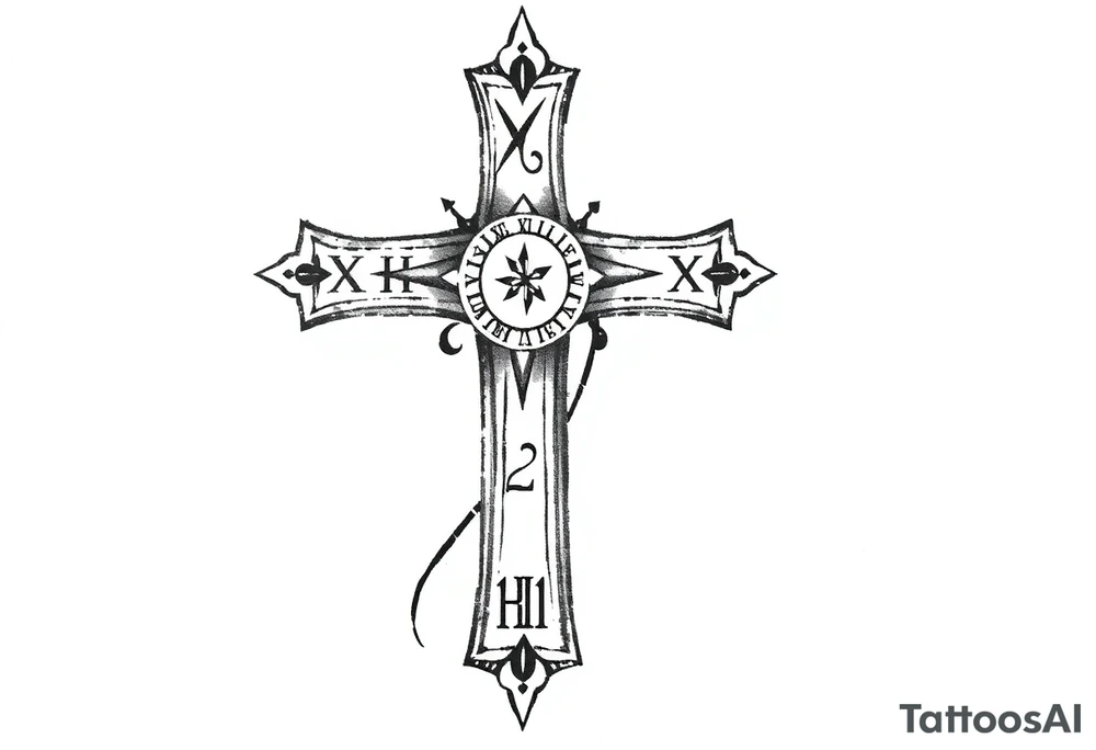 Cross tattoos for arm with Roman numerals for kids birthday tattoo idea