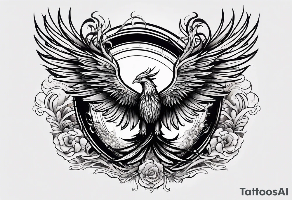 Powerful phoenix rising from the ashes of hell being its past of sin and addiction, being reborn. tattoo idea