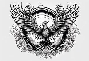 Powerful phoenix rising from the ashes of hell being its past of sin and addiction, being reborn. tattoo idea