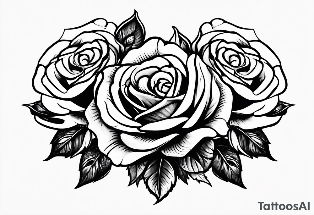 4 roses with a banner tattoo idea
