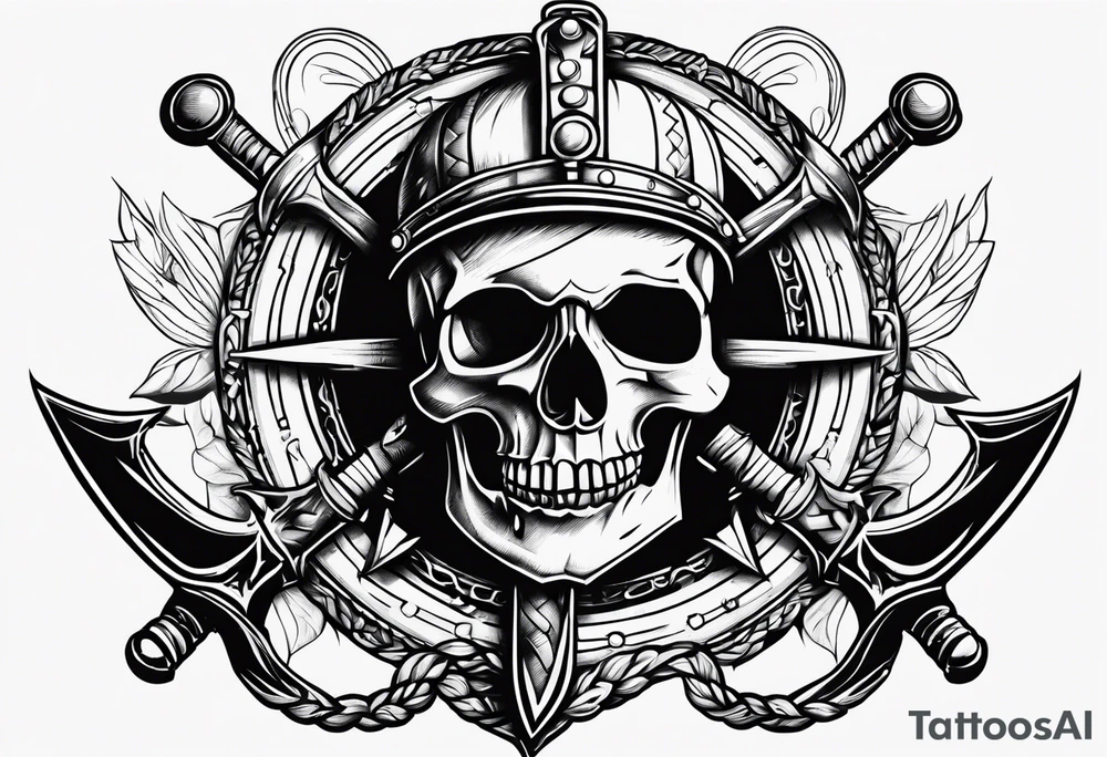 half anchor half helm tattoo idea