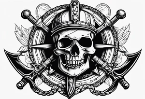 half anchor half helm tattoo idea