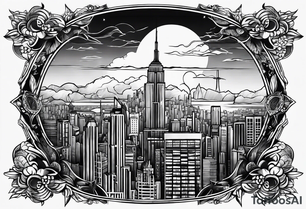 Skyline Black and white more aggressive tattoo idea