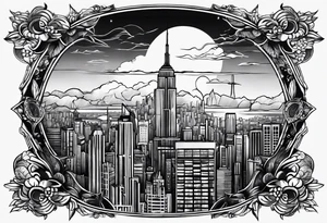 Skyline Black and white more aggressive tattoo idea