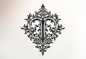 A delicate lace-like "T" in faded charcoal with a vintage feel. tattoo idea