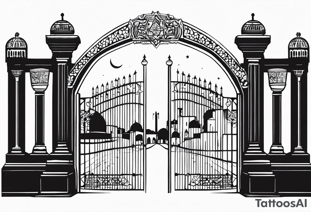 israel town gate vector tattoo idea
