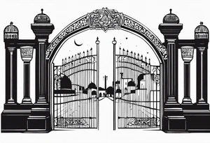 israel town gate vector tattoo idea