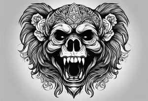 Screaming monkey skull tattoo idea