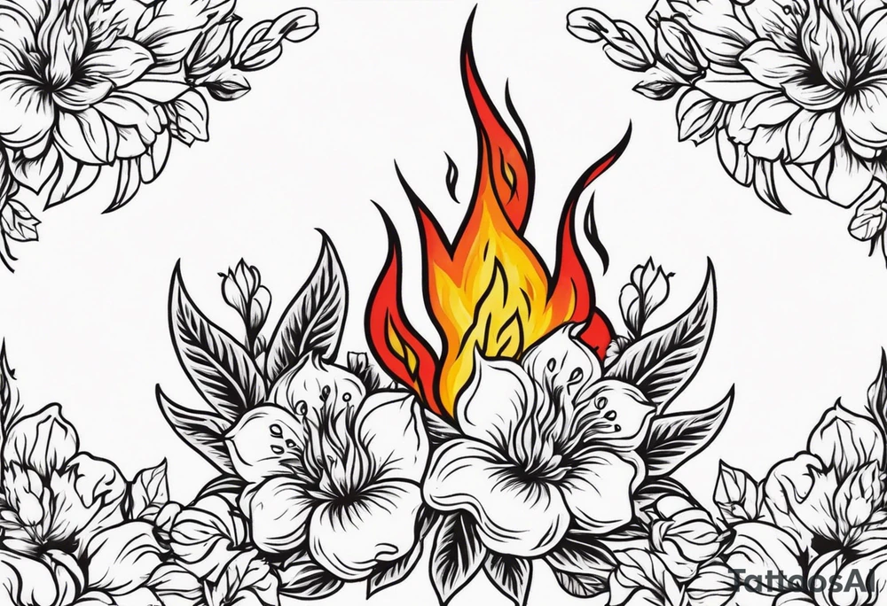 flames of fire
old school vintage simple traditional design surrounded by vintage flowers


bold color simple tattoo idea
