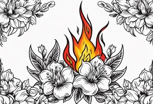 flames of fire
old school vintage simple traditional design surrounded by vintage flowers


bold color simple tattoo idea