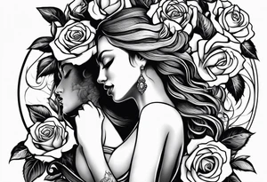 Dancing couple on a rose tattoo idea