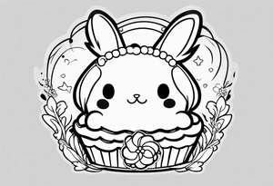 super cute anime cinnamon roll bunny sanrio boba tattoo idea