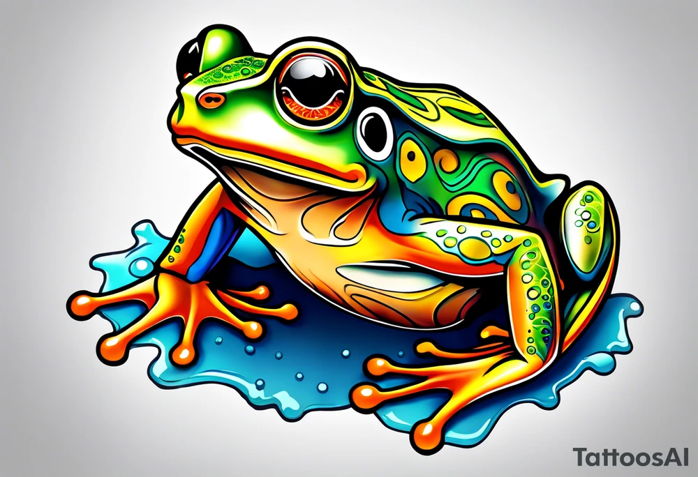 a psychedelic frog tattoo idea