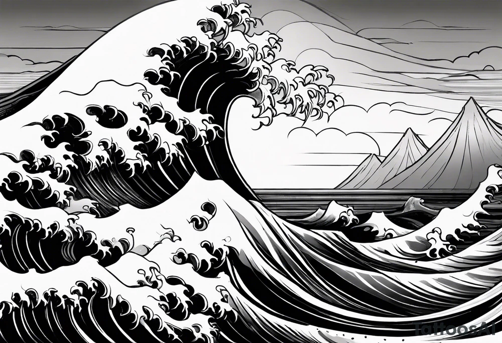 picture 8 by 8 centimeters of sea waves before a storm tattoo idea