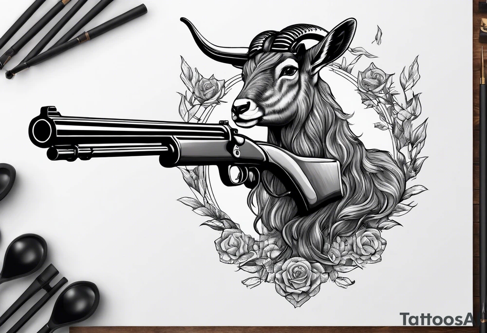 capricorn with sunglasses and shotgun tattoo idea