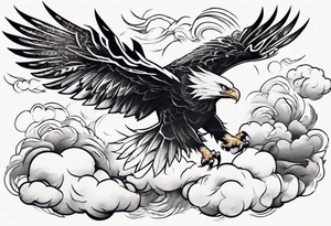 eagle fly through big clouds and thunder tattoo idea