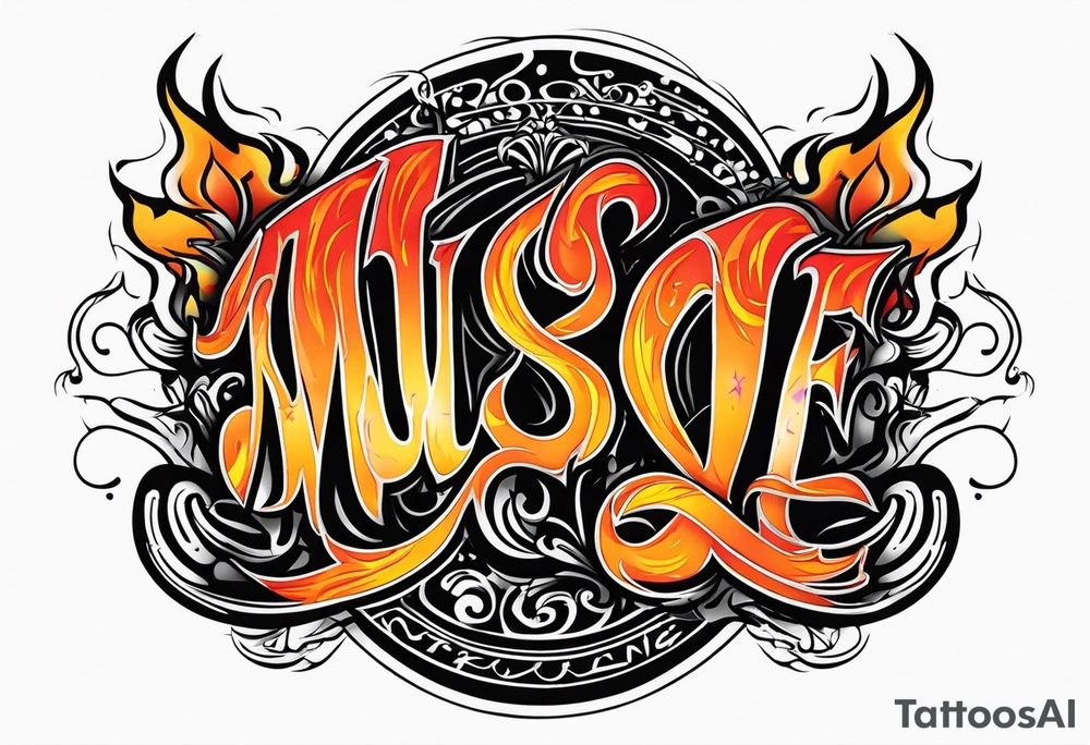 Music on fire tattoo idea