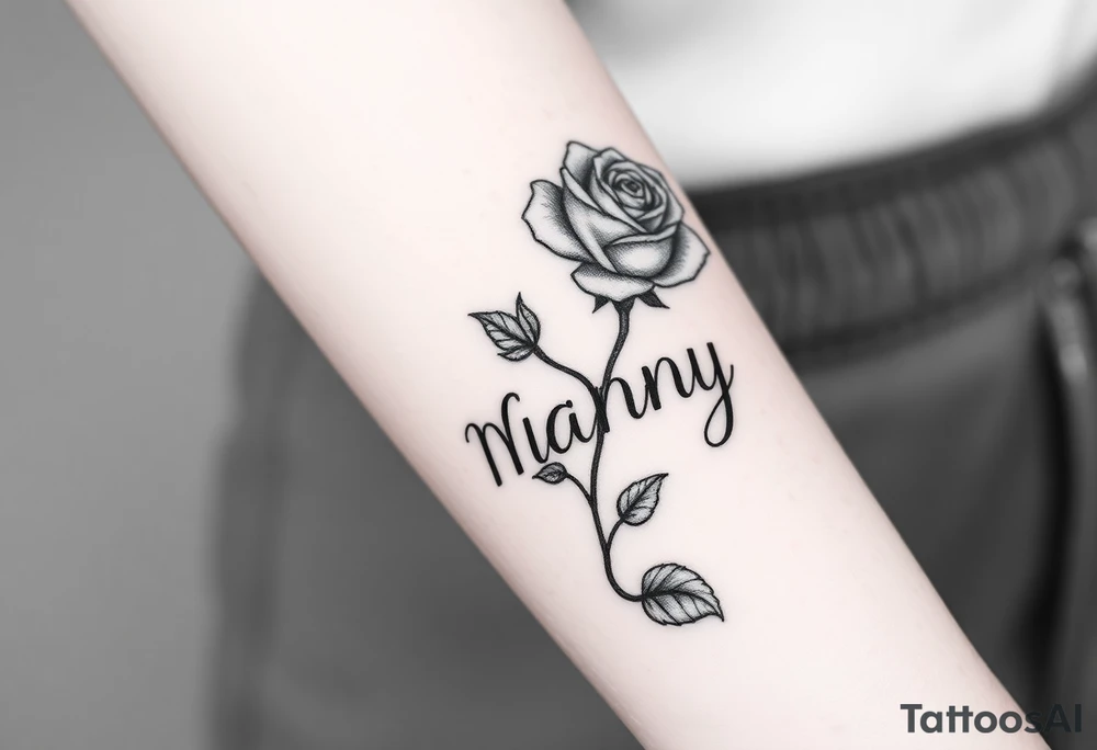 Rose and the stem is the word nanny tattoo idea
