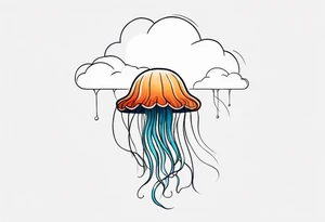 jellyfish with a small head and really long tentacles. Add clouds behind it like it’s floating in the sky tattoo idea