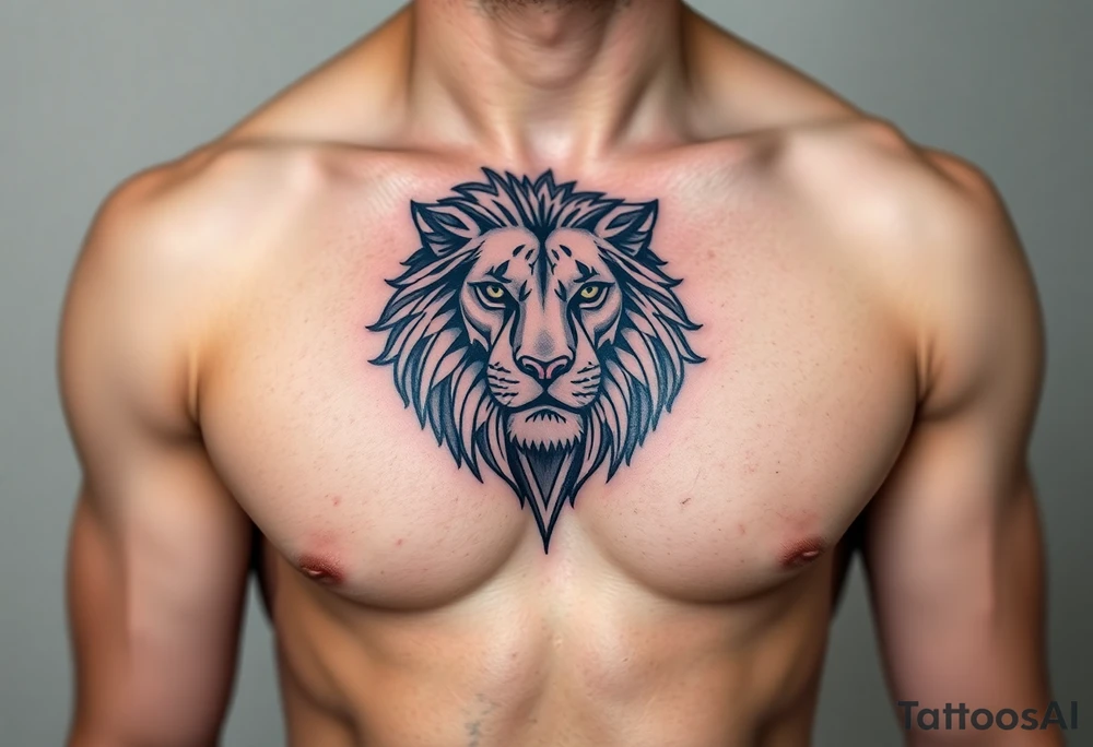 lion on one pec tattoo idea