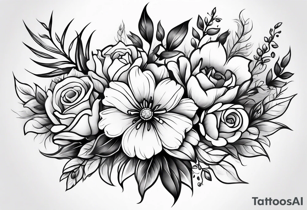 Flower bouquet tattoo idea