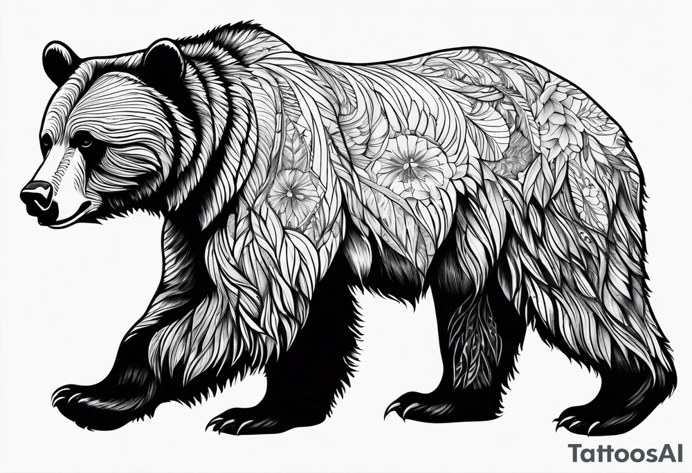Grizzly bear full body tattoo idea